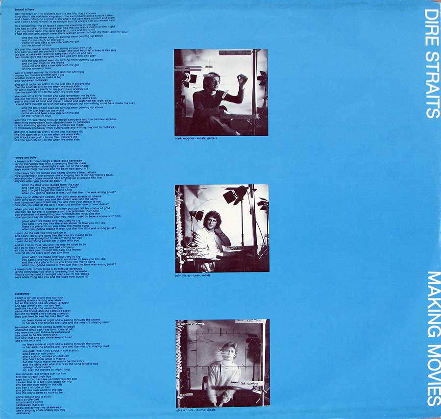 Inner Sleeve   of "DIRE STRAITS - Making Movies Orig USA" Album