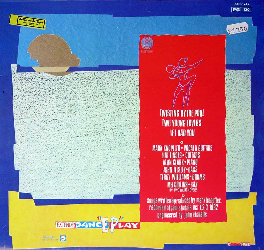 DIRE STRAITS - Twisting By the Pool 12" EP White Label Vertigo 
 back cover