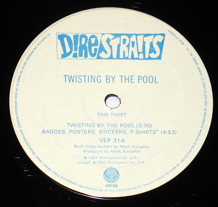 Record Label Details: White Colour with Blue Lettering VERTIGO VEP 314 