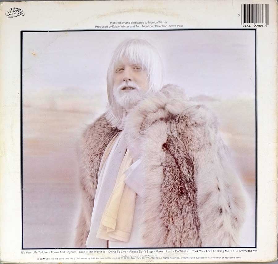 EDGAR WINTER - Edgar Winter Album 12" LP Vinyl Album back cover