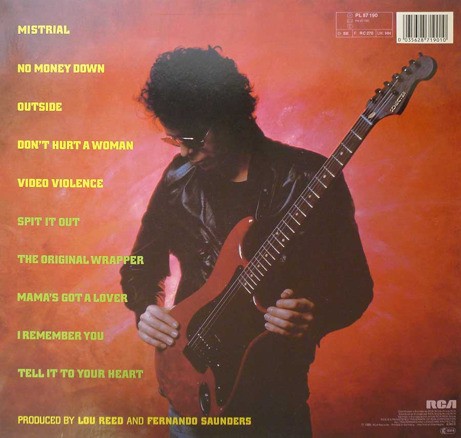 LOU REED - Mistrial RCA 12" LP Vinyl Album back cover