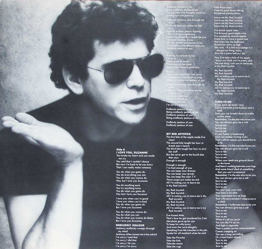 Photo One Of The Original Custom Inner Sleeve LOU REED - New Sensations 12" Vinyl LP Album 