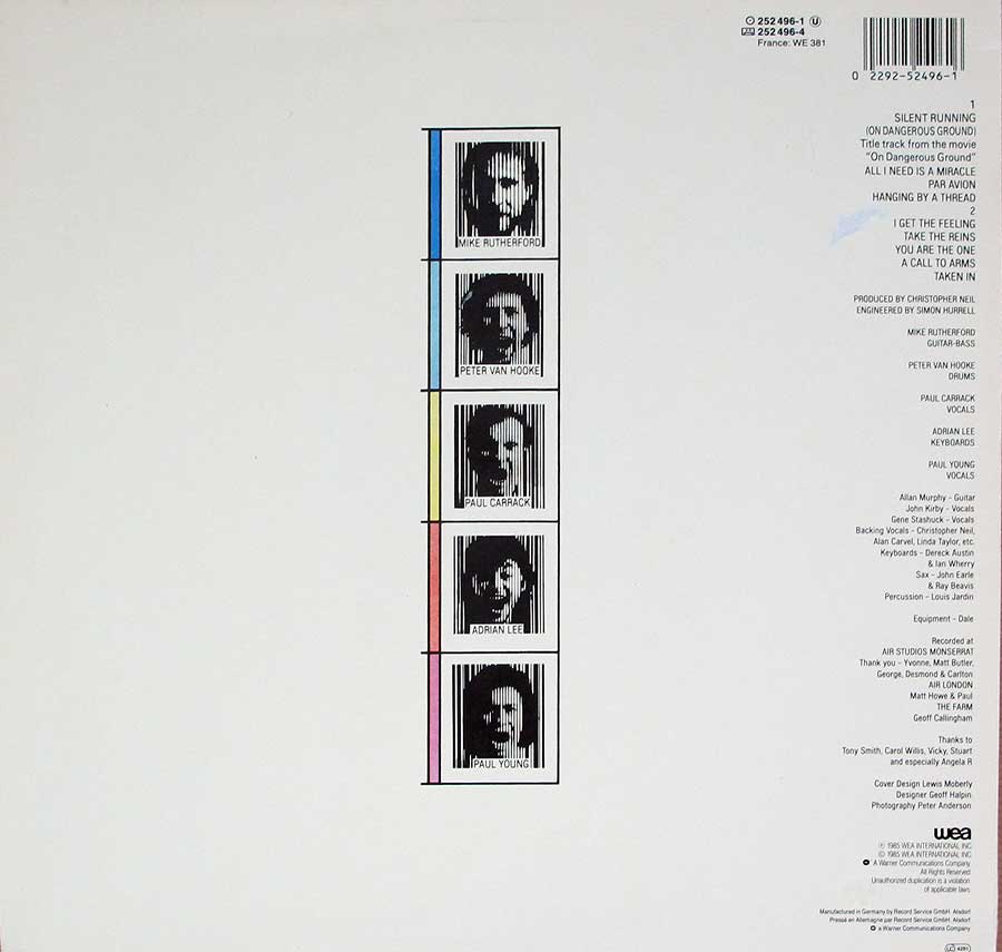 MIKE + MECHANICS - Self-Titled 12" LP Vinyl Album back cover