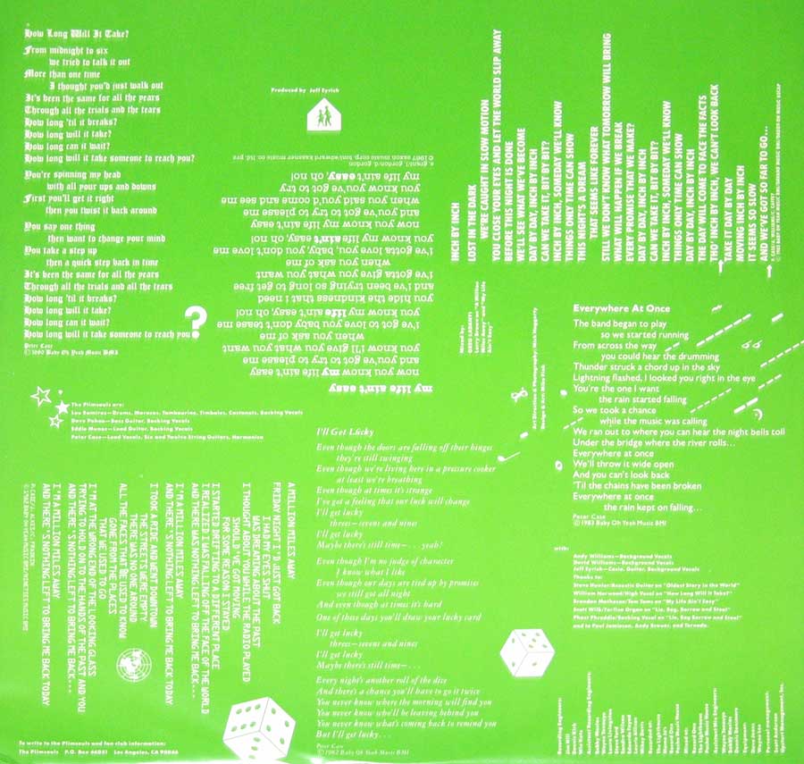 Photo One Of The Original Custom Inner Sleeve THE PLIMSOULS - Everywhere at Once 12" Vinyl LP Album 