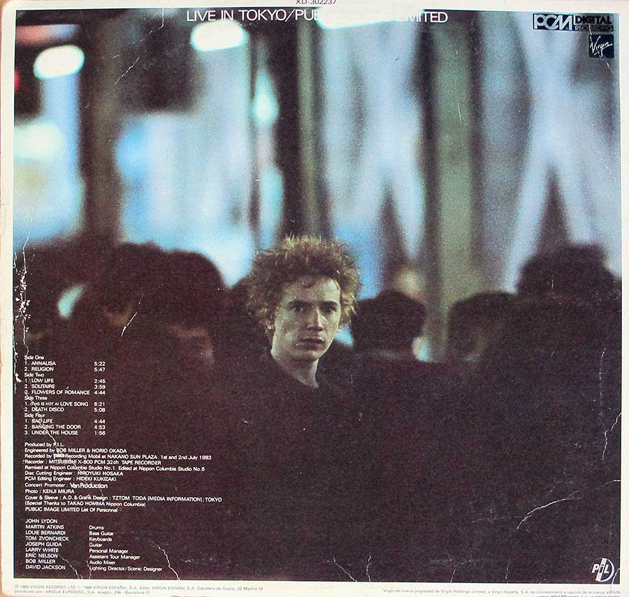 Photo of album back cover PIL PUBLIC IMAGE LIMITED - Live in Tokyo 12" Vinyl LP Album