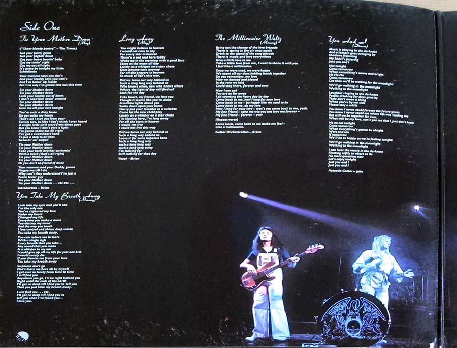 QUEEN - Day At The Races French Release Gatefold 12" LP Vinyl Album inner gatefold cover
