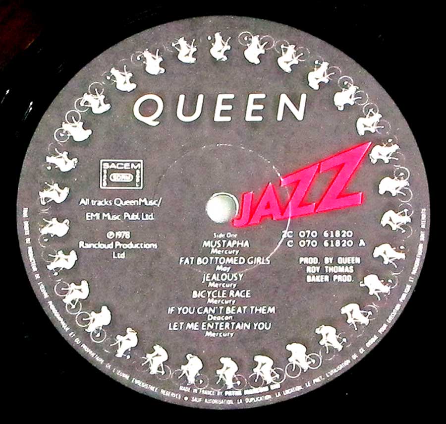 QUEEN - Jazz France Release GATEFOLD 12" LP Vinyl Album enlarged record label