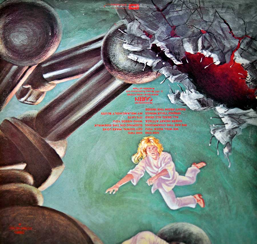 QUEEN - News Of The World Italian Release Gatefold Cover 12" Vinyl LP Album back cover