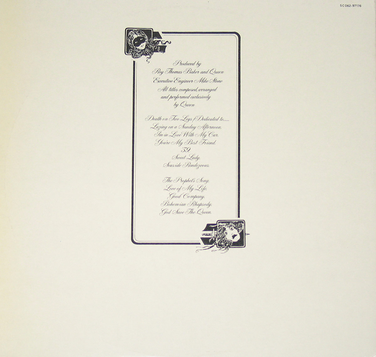 QUEEN - Night At The Opera Gatefold 12" Vinyl LP Album back cover