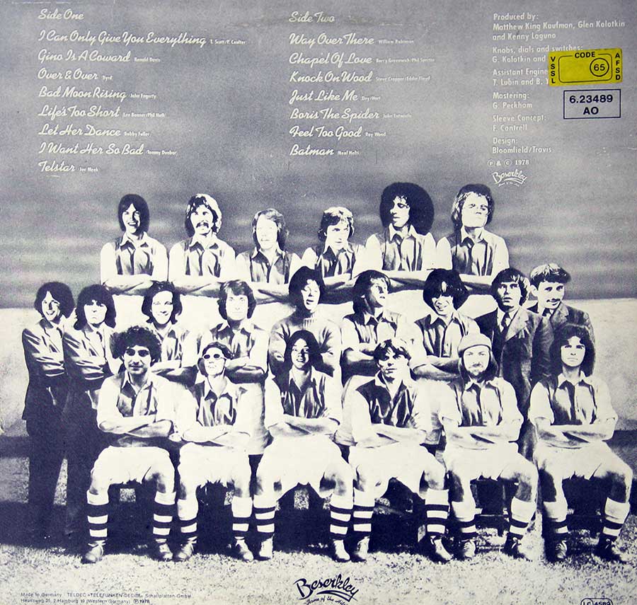 THE SPITBALLS - Self-Titled Telstat 12" Vinyl LP Album back cover