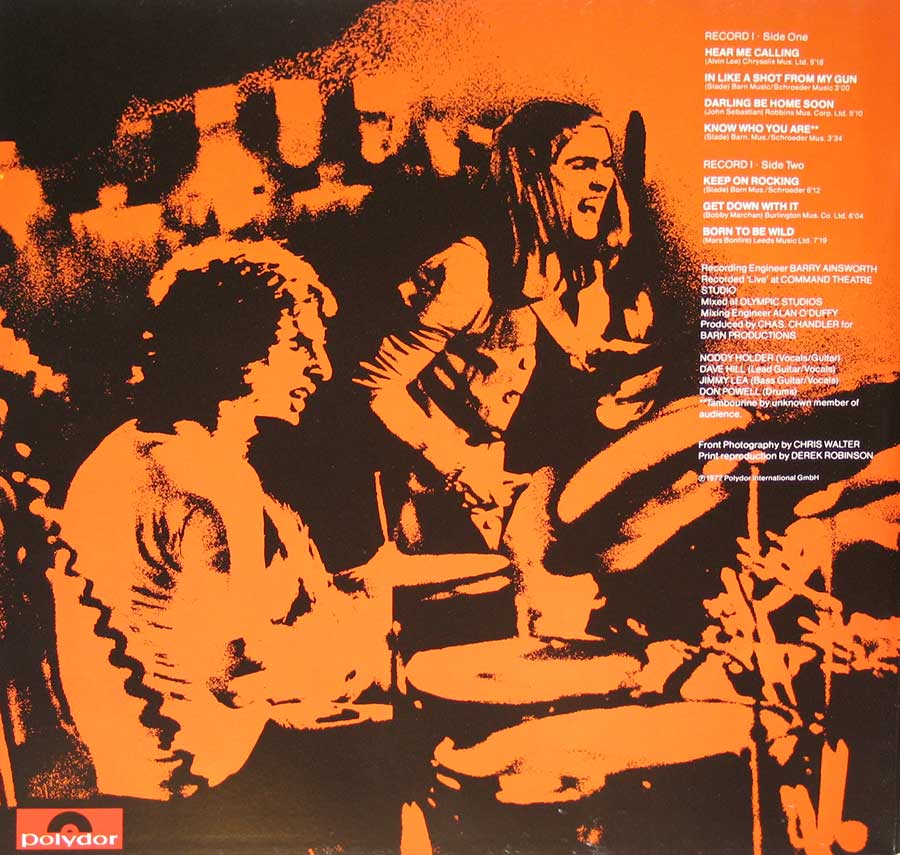 SLADE - Alive! Germany Release 12" Vinyl Double LP Album inner gatefold cover