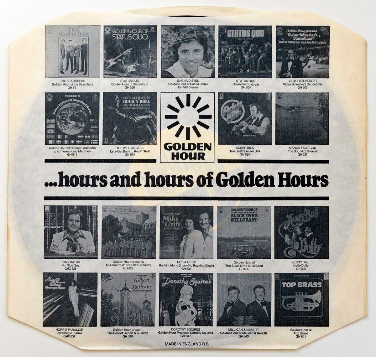 Photo of the custom inner sleeve STATUS QUO - Down The Dustpipe 