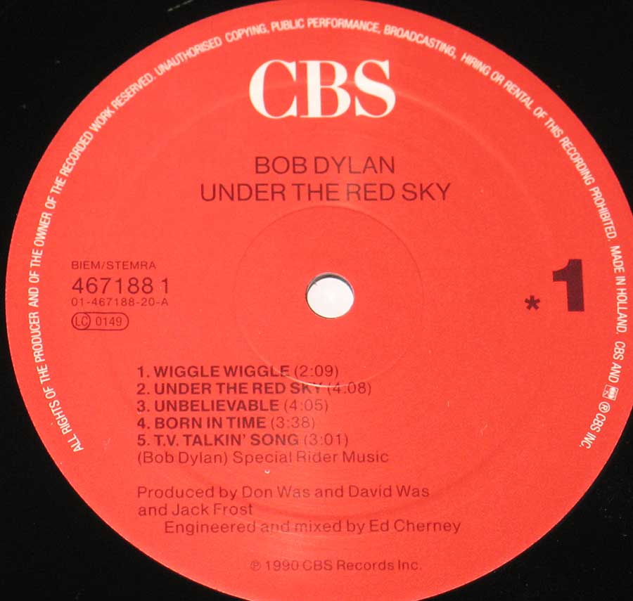 Photo of Bob Dylan - Under The Red Sky Album's Back Cover  
