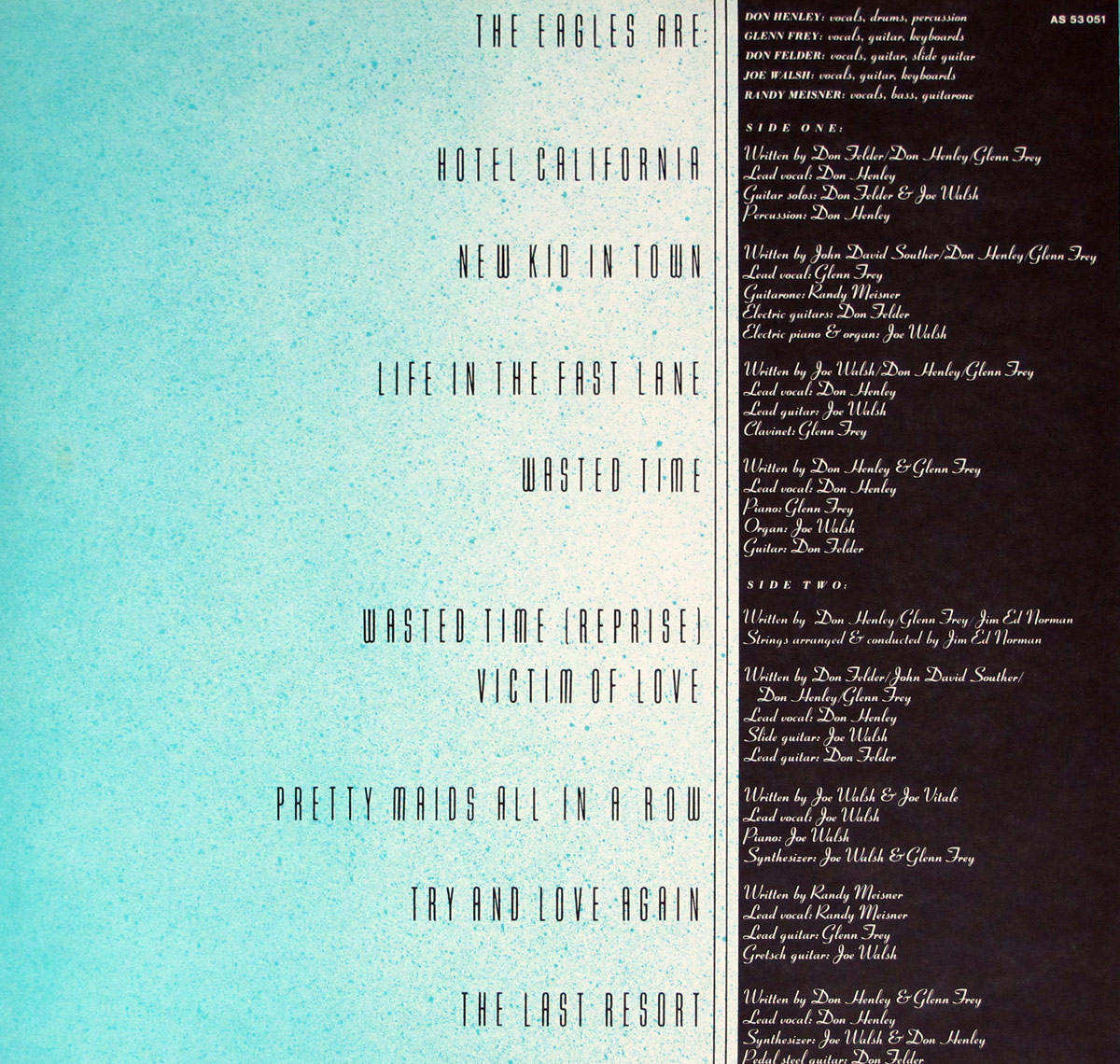 Photo Two of the original custom inner sleeve  THE EAGLES - Hotel California 12" Vinyl LP