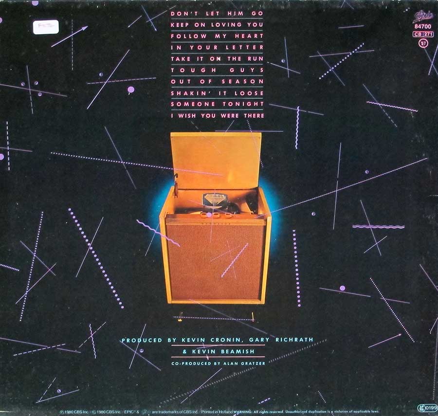 Photo of album back cover REO SPEEDWAGON - Hi In Fidelity