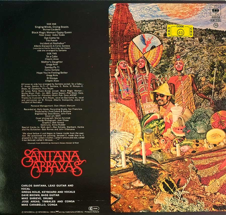 SANTANA - Abraxas Nice Price Series 12" LP ALBUM VINYL back cover