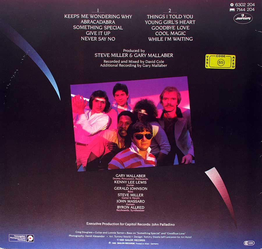 STEVE MILLER BAND - Abracadabra 12" Vinyl Lp Album  back cover