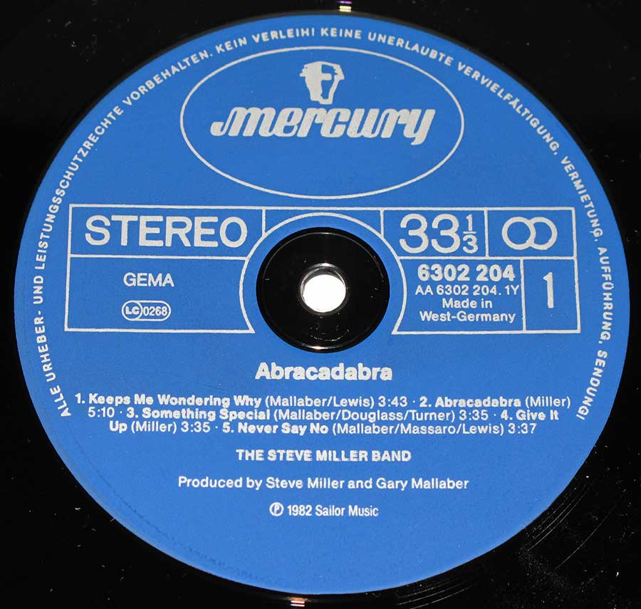 "Abracadabra" Blue Colour MERCURY Record Label Details: 6302 204 