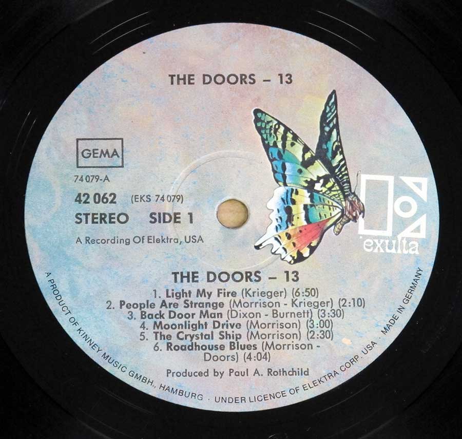 DOORS 13 with Jim Morrison 12" LP Vinyl Album enlarged record label