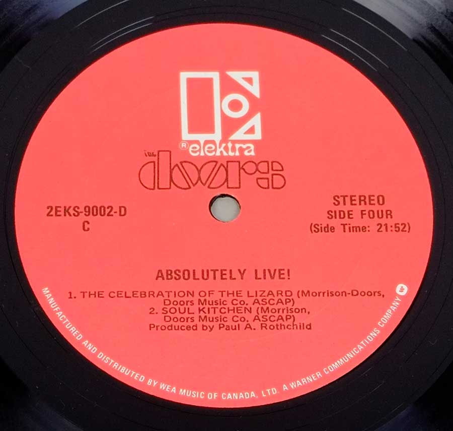Close up of record's label Absolutely Live 2LP Side Four