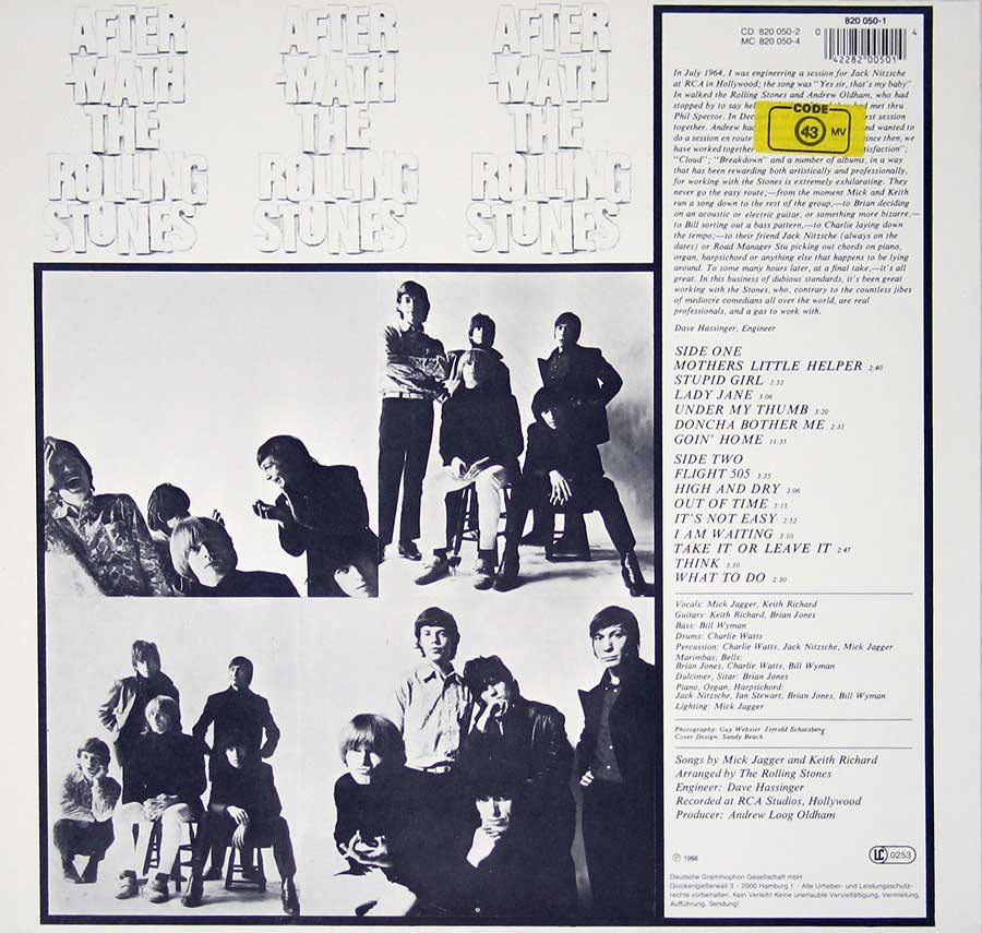 Photo of album back cover ROLLING STONES - Aftermath London Records Holland