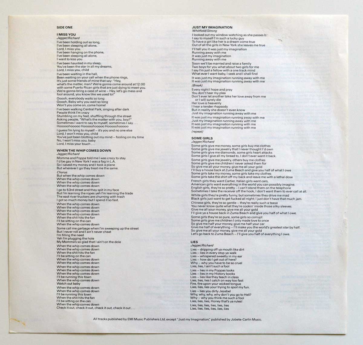 High Resolution Photo The Rolling Stones - Some Girls ( Holland ) 