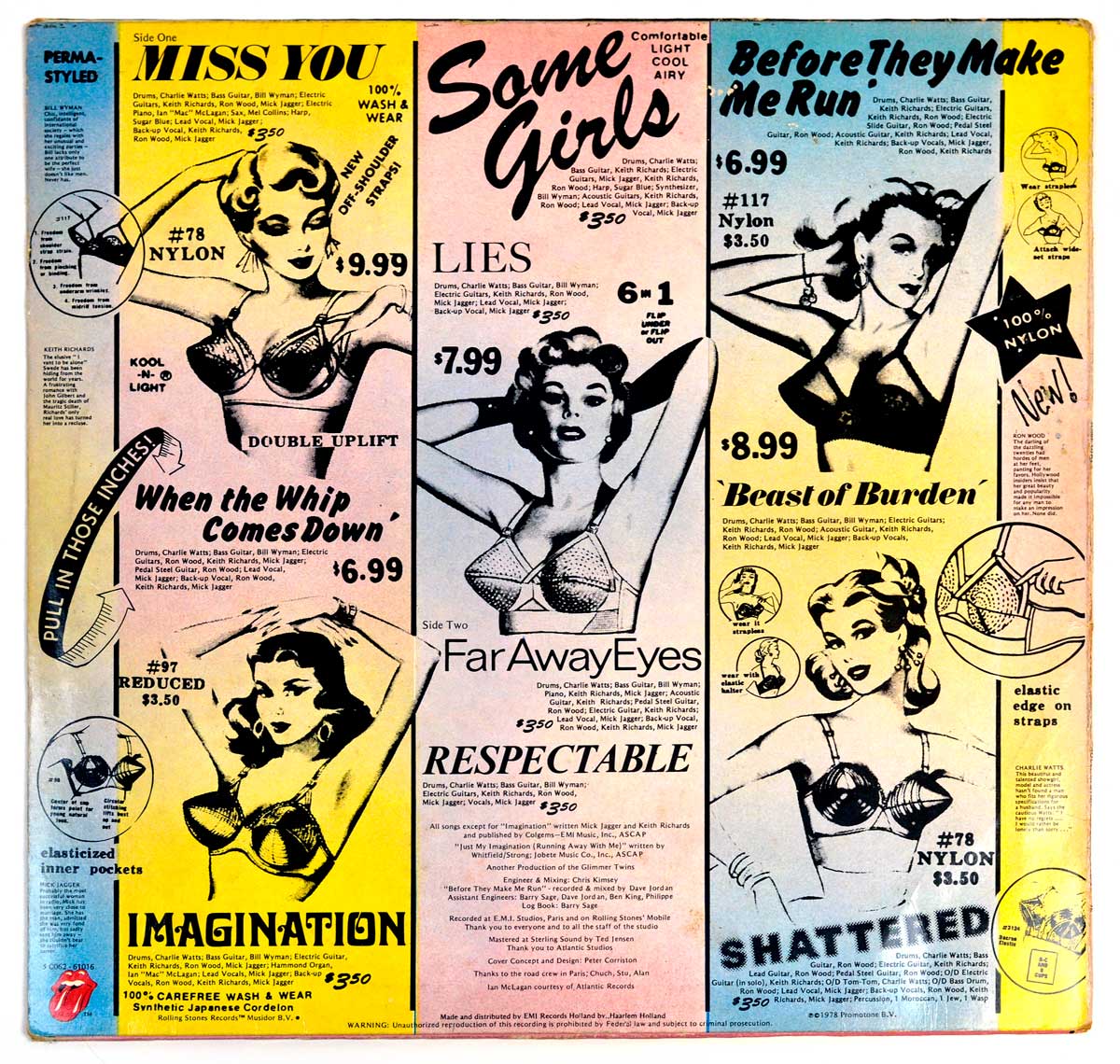 Album Back Cover  Photo of "ROLLING STONES - Some Girls (Sweden)"