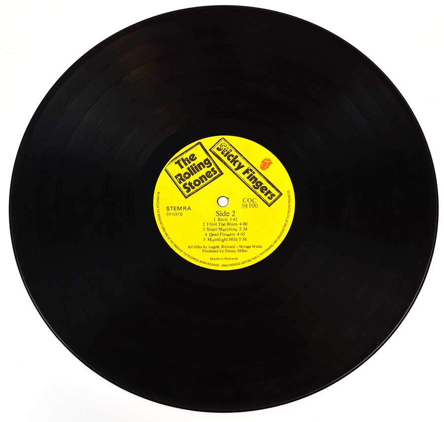 Photo of Side Two of ROLLING STONES - Sticky Fingers Real Zipper Netherlands 