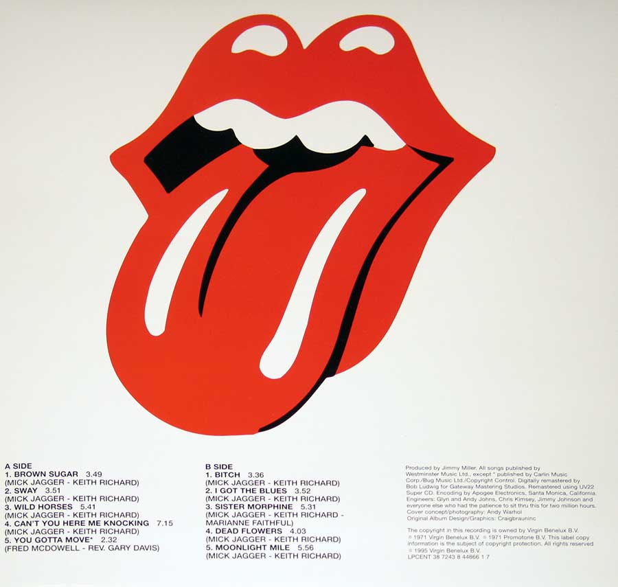 Photo One Of The Original Custom Inner Sleeve ROLLING STONES - Sticky Fingers UK 