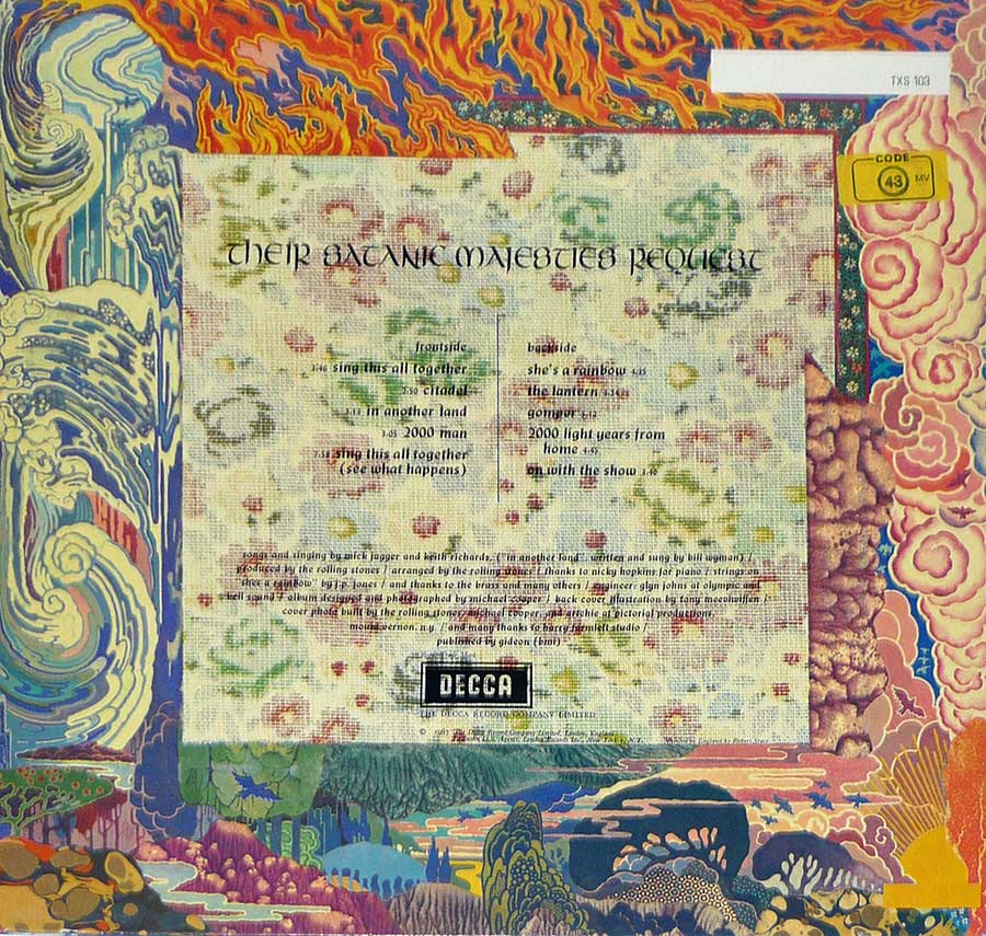 Photo of album back cover ROLLING STONES - Their Satanic Majesties Request