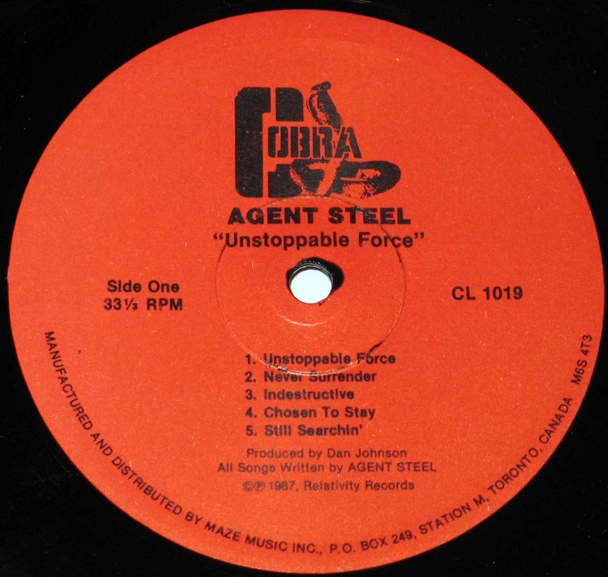 Front Cover Photo Of AGENT STEEL - Unstoppable Force ( Canadian Release ) 