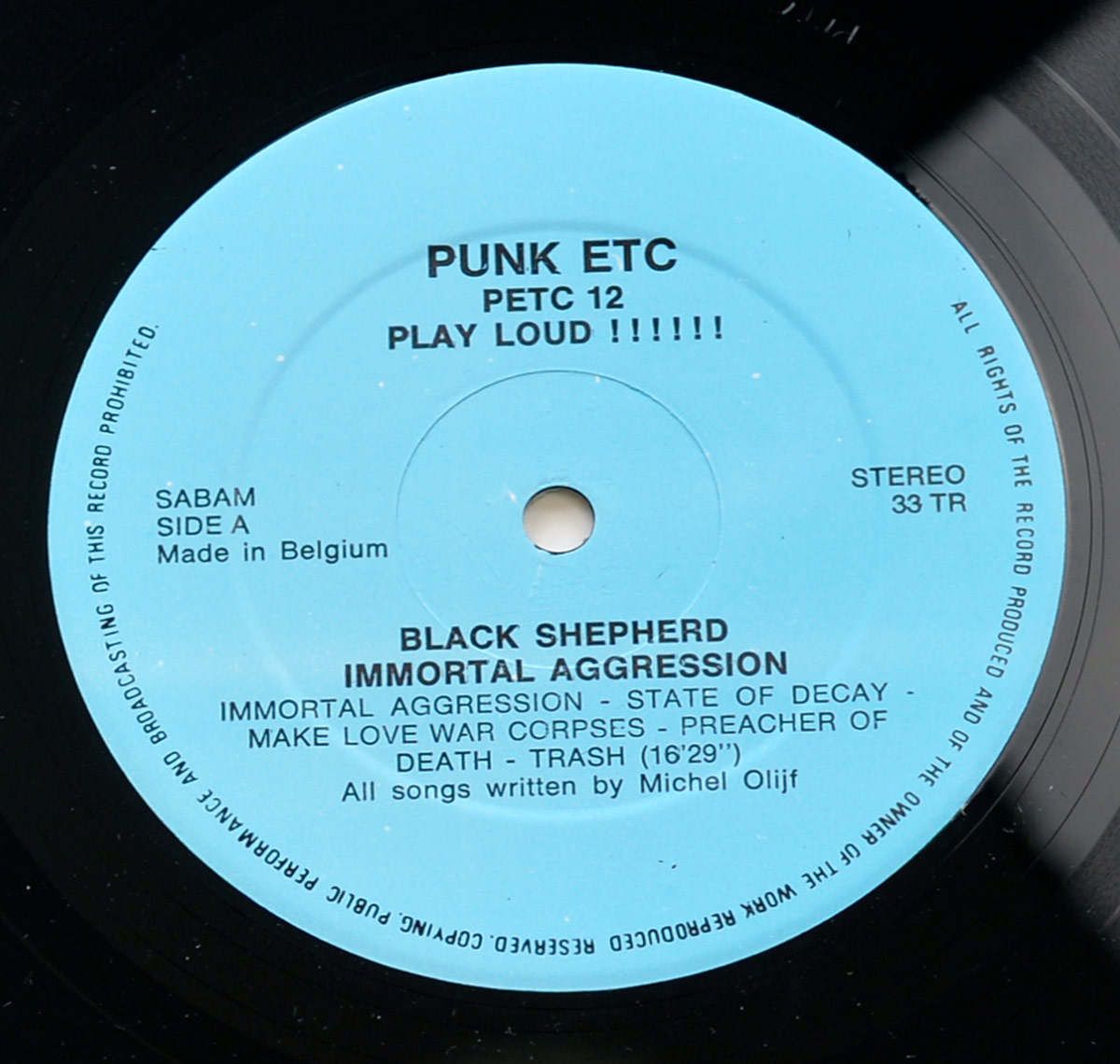 Black Shepherd - Immortal Aggression vinyl record label