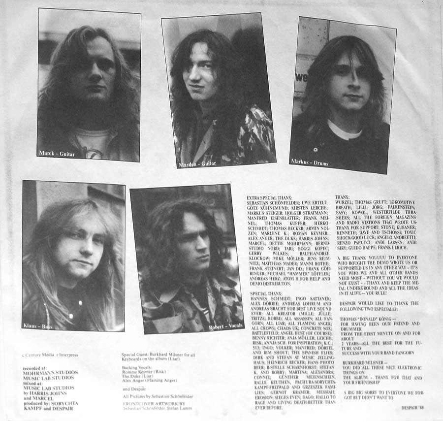 Photo Two of the original custom inner sleeve  Despair - History of Hate