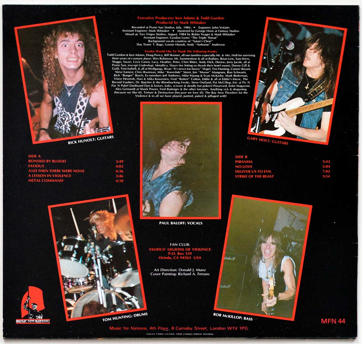 High Resolution Photo #11 EXODUS - Bonded By Blood ( 1985 Made in France )  https://vinyl-records.nl 