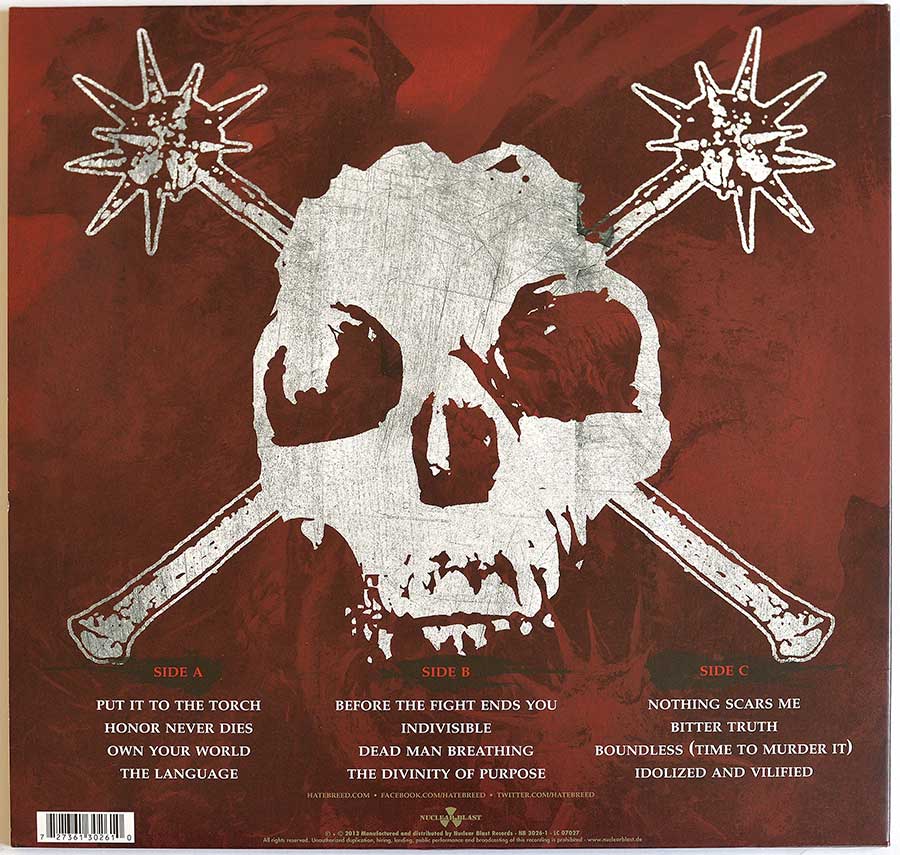 Album Back Cover  Photo of "HATEBREED - The Divinity of Purpose"