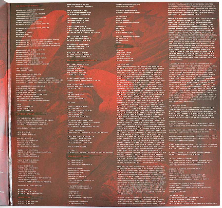 Photo of "HATEBREED - The Divinity of Purpose" Album's Inner Sleeve  