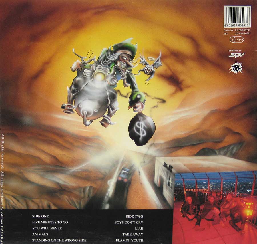 LIAR - Cheatin' Games 12" Vinyl LP Album back cover