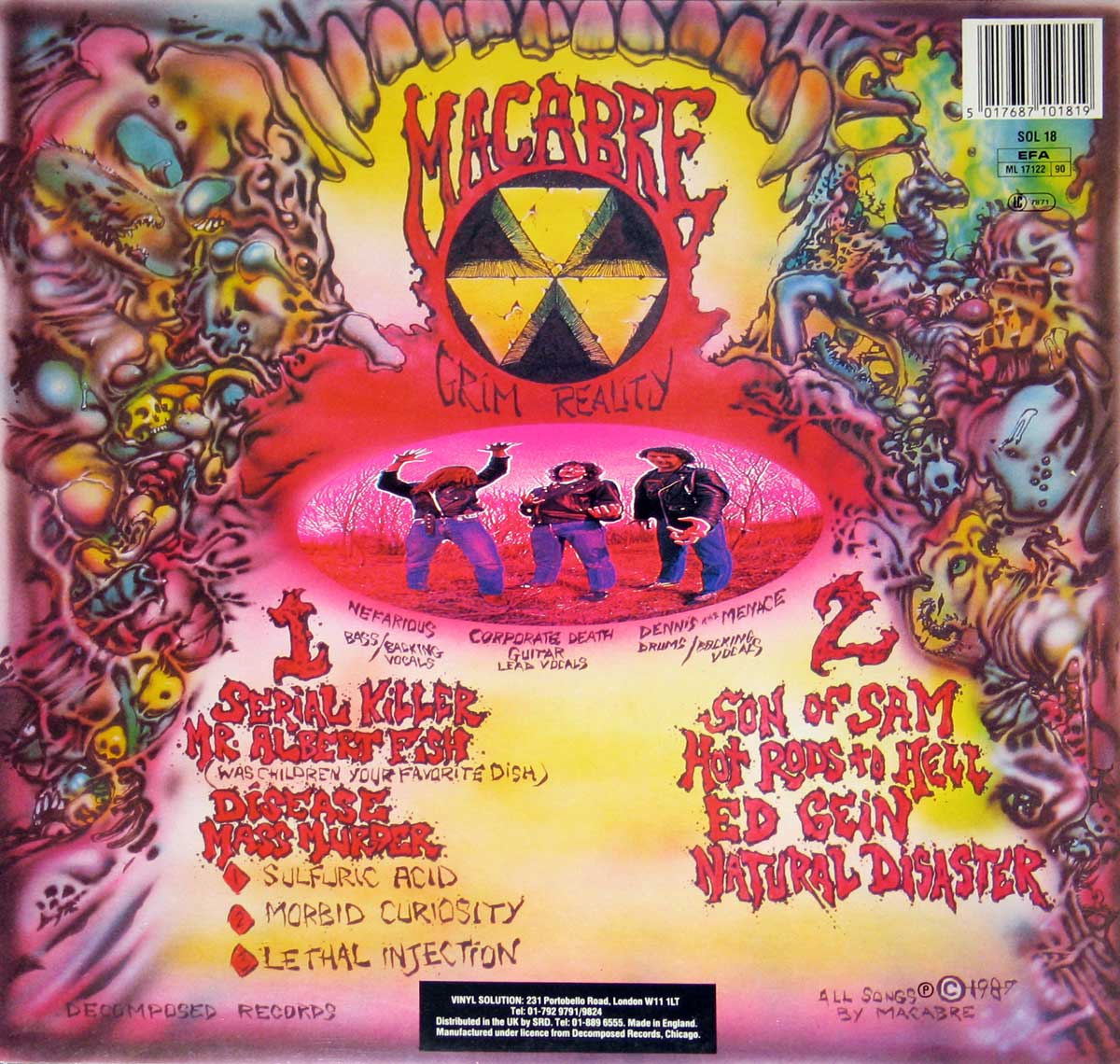 Photo of Album's Grim Reality Back Cover   