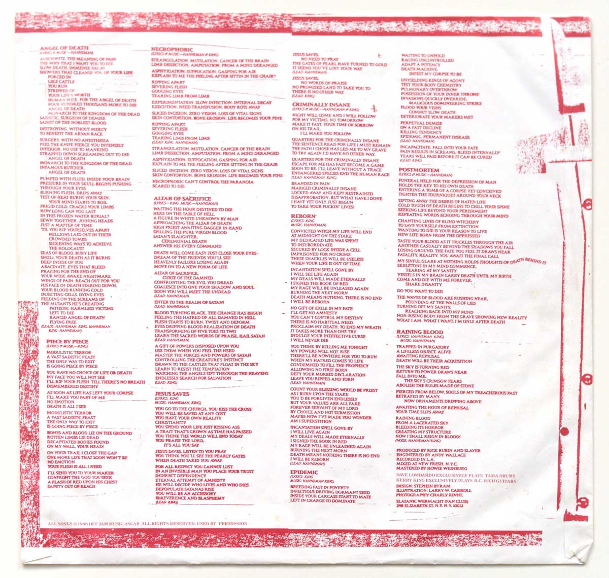 High Resolution Photo #13 SLAYER - Reign in Blood (Geffen Records)  https://vinyl-records.nl 