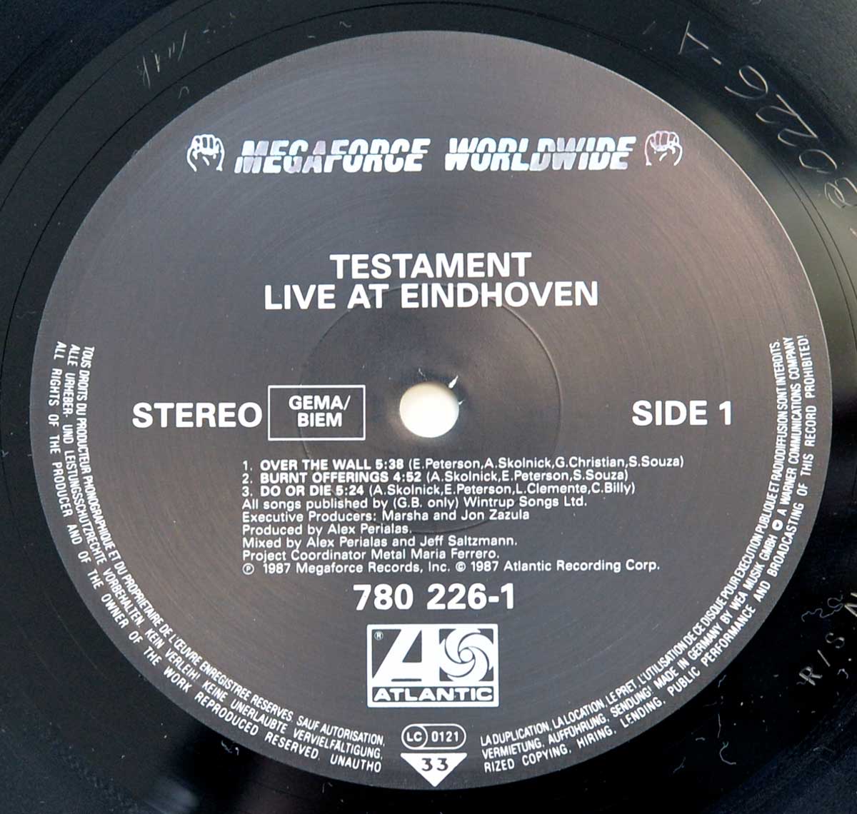 Enlarged & Zoomed photo of "TESTAMENT Live at Eindhoven" Record's Label