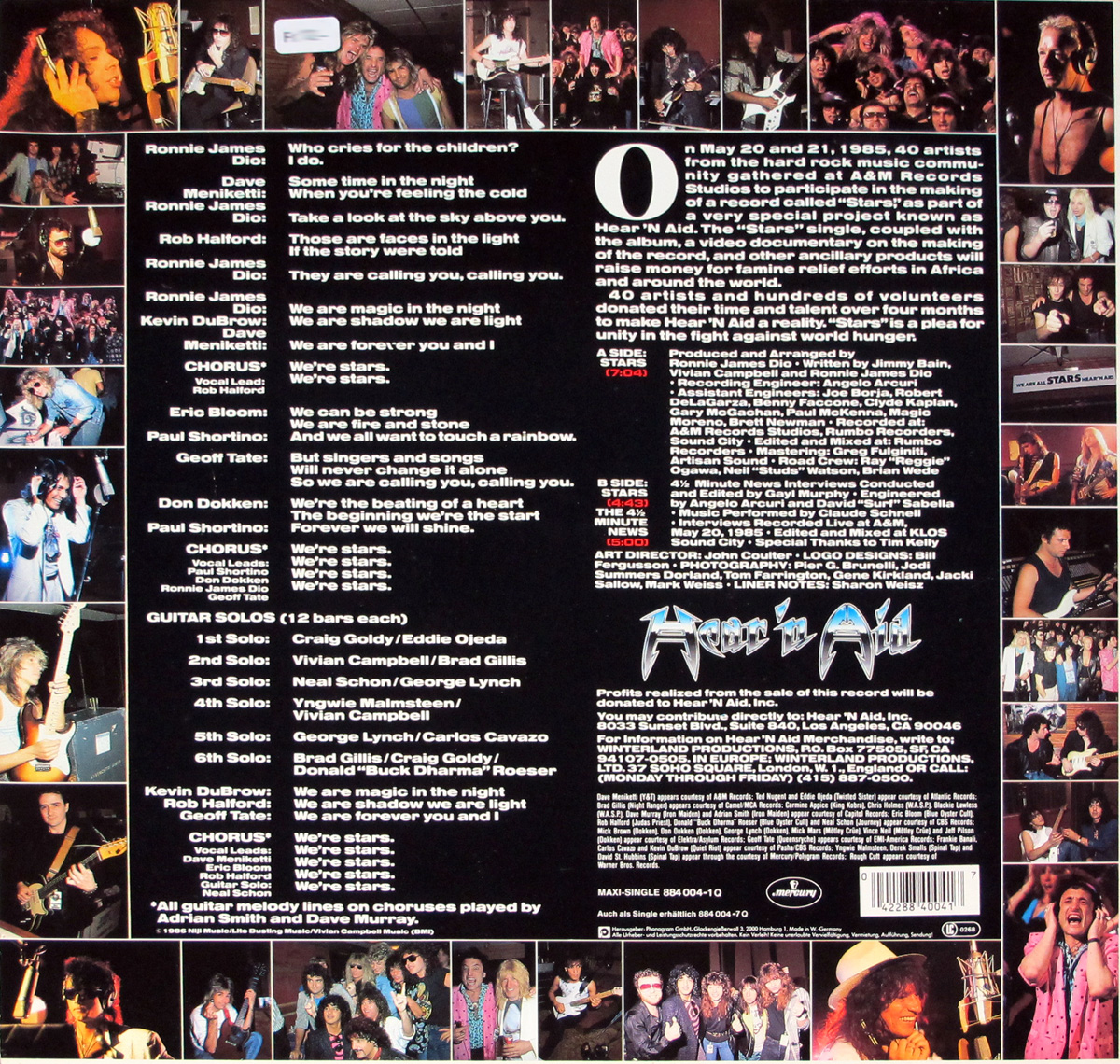 Photo of album back cover VARIOUS ARTISTS - Hear 'n Aid / Stars 12" Maxi Single